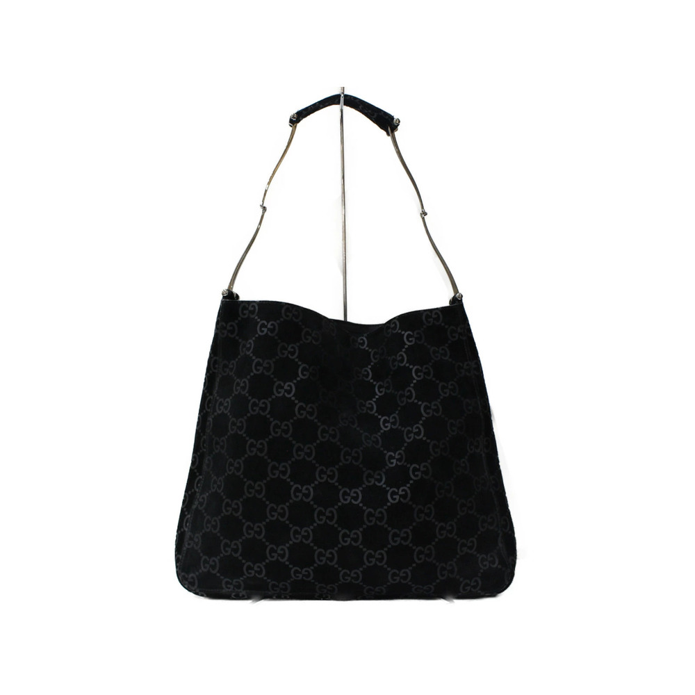 GUCCI Suede Hobo Bag Shoulder Black Clutch
